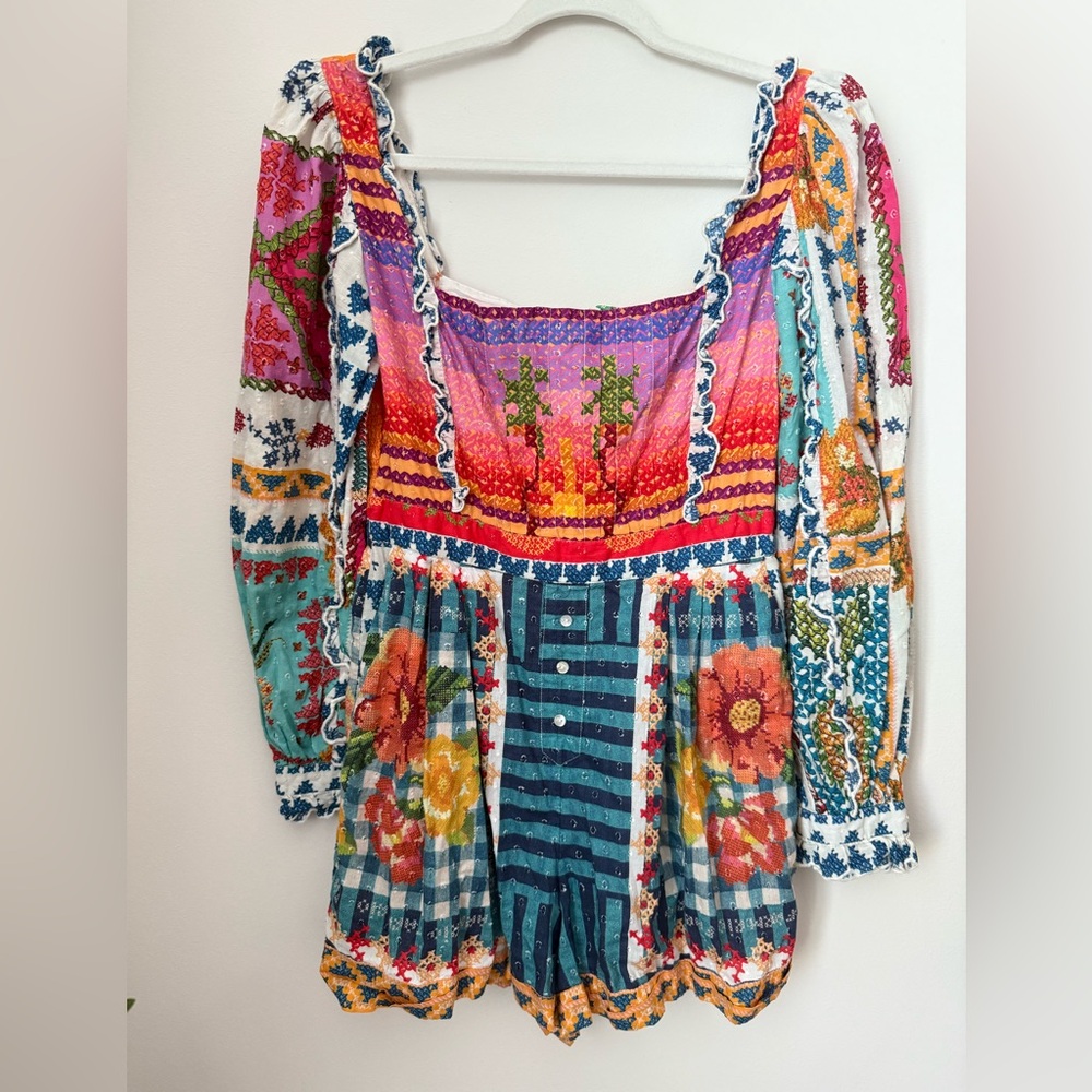 Farm Rio Summer Stitches Romper,Size M - Picture 2 of 13